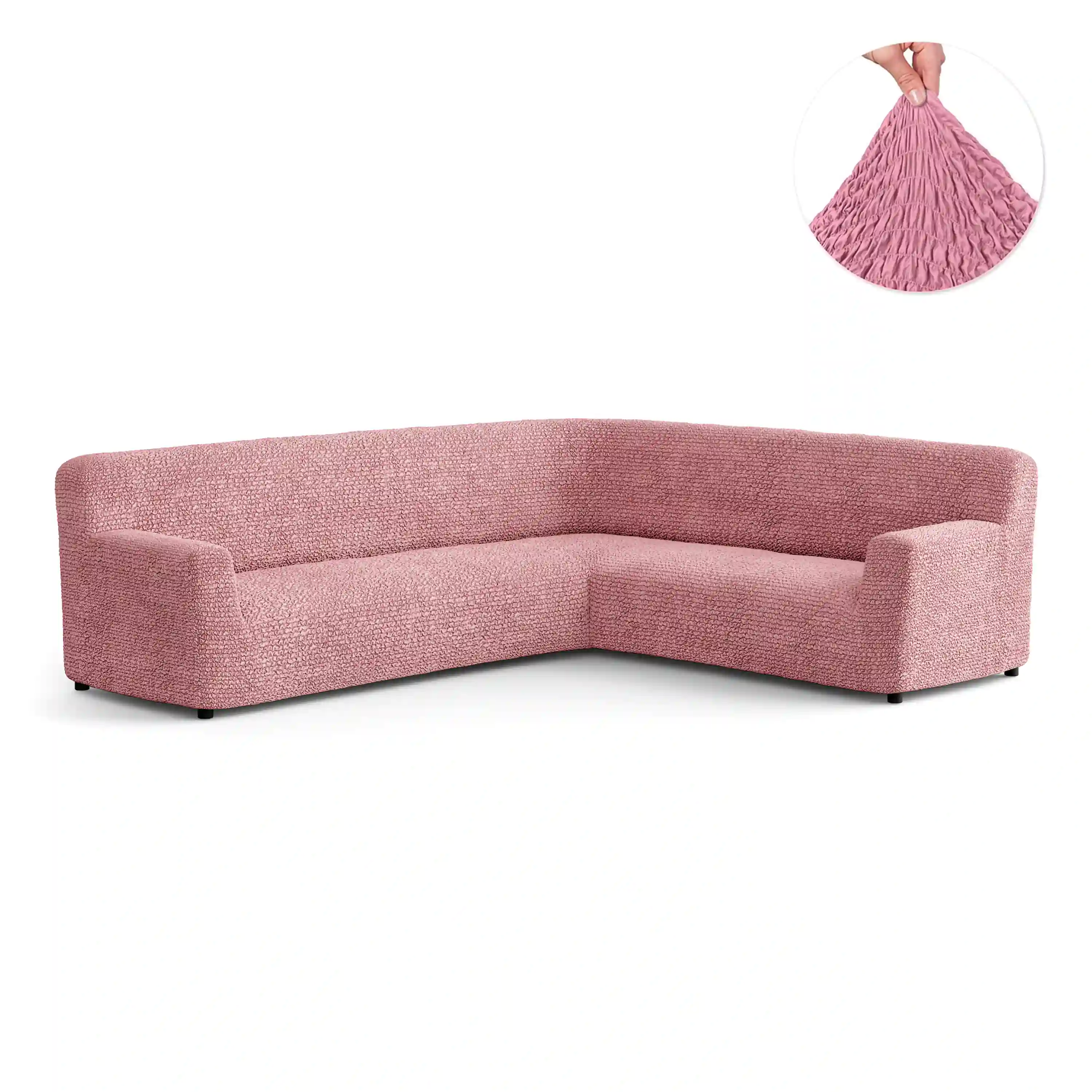 Corner Sofa Cover - Pink, Microfibra
